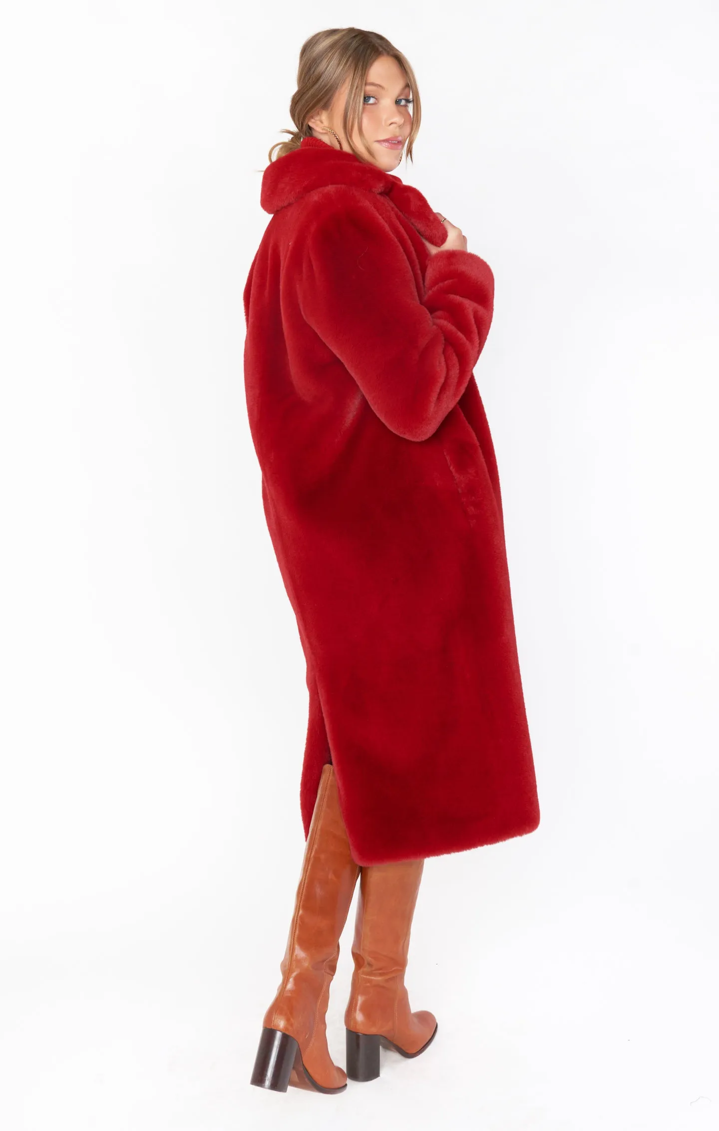 Miss Tiffy Fur Jacket ~ Red Faux Fur