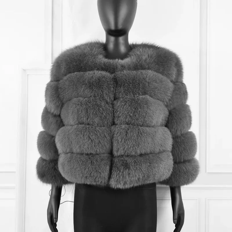 Natural 50CM Real Fox Fur Coat Women Winter Vest Jacket Fashion Outwear Real Fox Fur Vest Coat