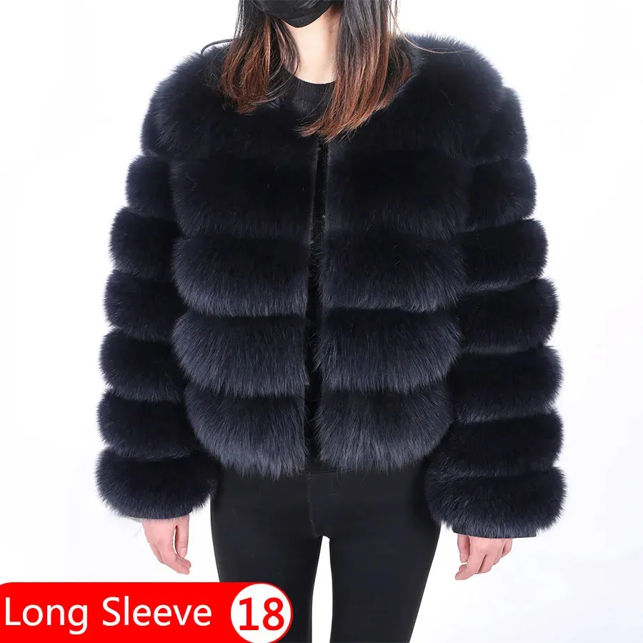 Natural Real Fox Fur Coat Women Winter Warm Luxury Fur Jacket Detachable Long Sleeves Female Vest Furry Coats