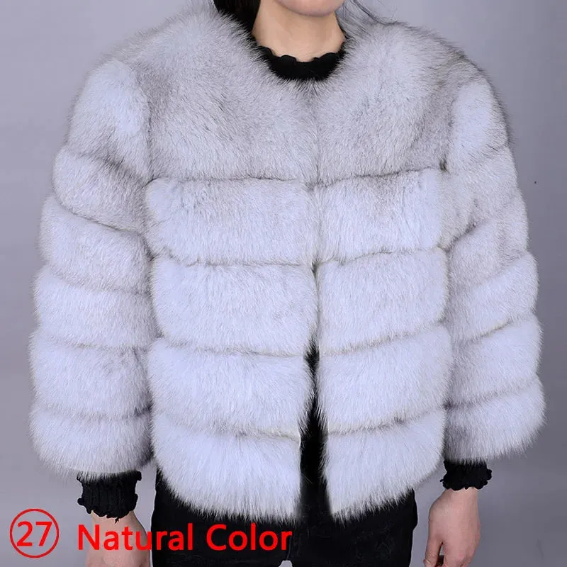 Natural Real Fox Fur Coat Women Winter Warm Luxury Fur Jacket Detachable Long Sleeves Female Vest Furry Coats