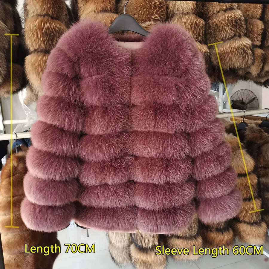 Natural Real Fox Fur Coat Women Winter Warm Luxury Fur Jacket Detachable Long Sleeves Female Vest Furry Coats