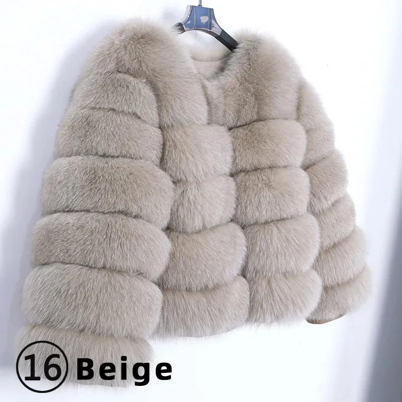 Natural Real Fox Fur Coat Women Winter Warm Luxury Fur Jacket Detachable Long Sleeves Female Vest Furry Coats