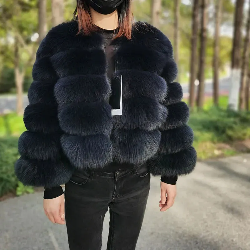 Natural Real Fox Fur Coat Women Winter Warm Luxury Fur Jacket Detachable Long Sleeves Female Vest Furry Coats