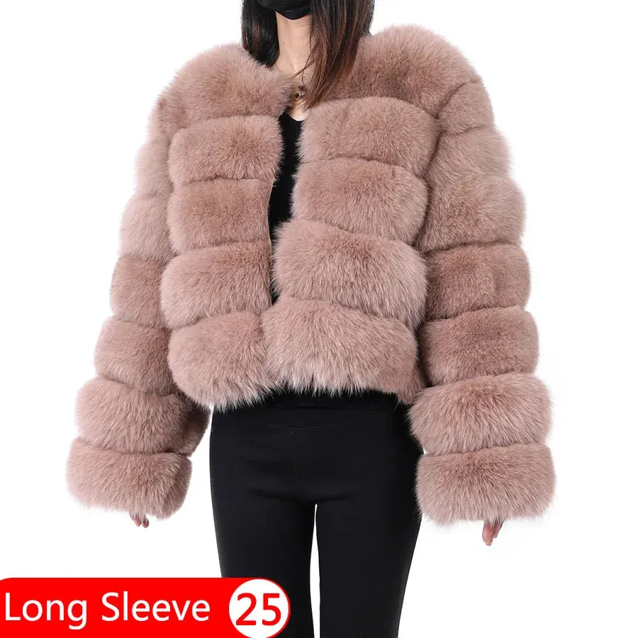 Natural Real Fox Fur Coat Women Winter Warm Luxury Fur Jacket Detachable Long Sleeves Female Vest Furry Coats