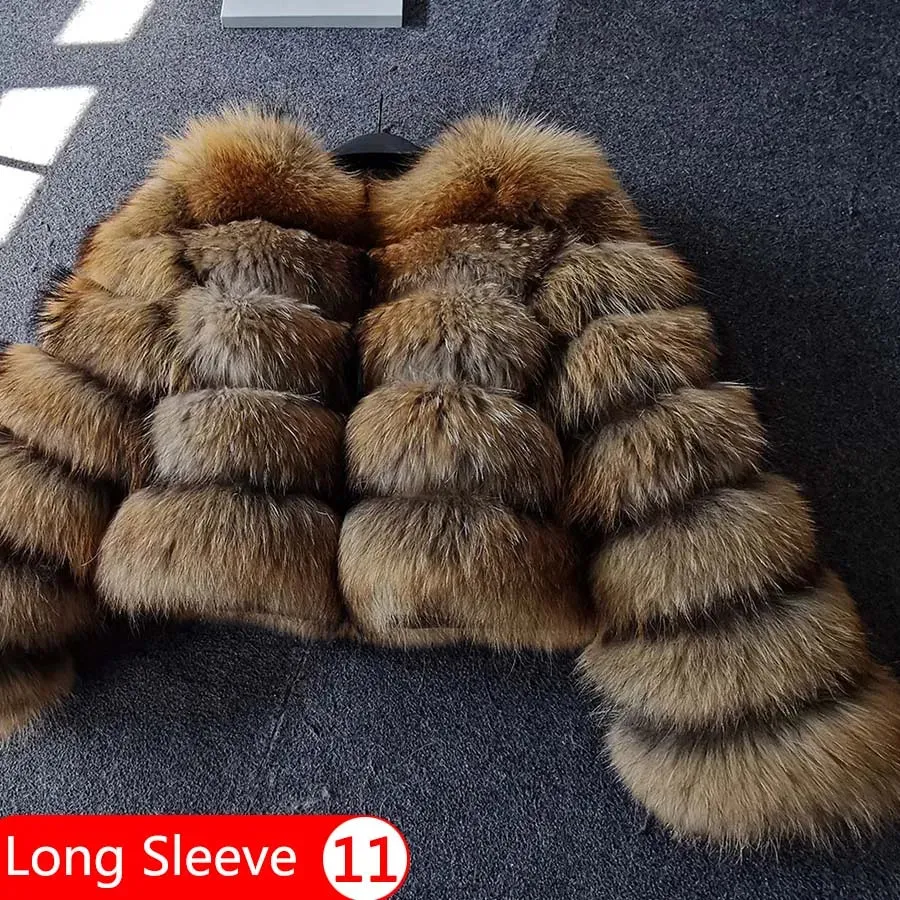 Natural Real Fox Fur Coat Women Winter Warm Luxury Fur Jacket Detachable Long Sleeves Female Vest Furry Coats