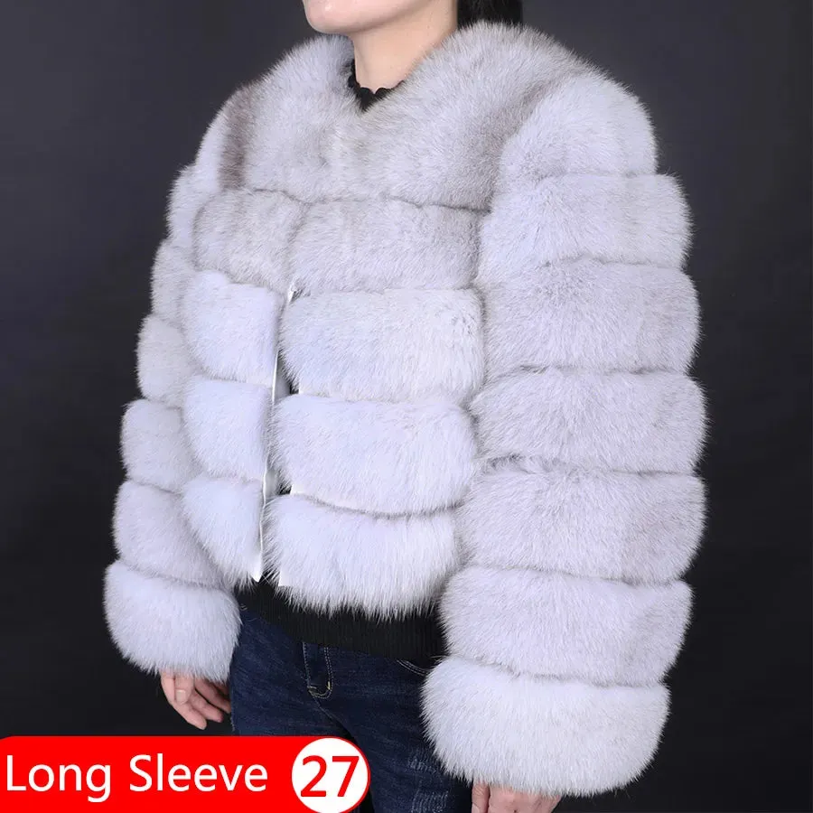 Natural Real Fox Fur Coat Women Winter Warm Luxury Fur Jacket Detachable Long Sleeves Female Vest Furry Coats