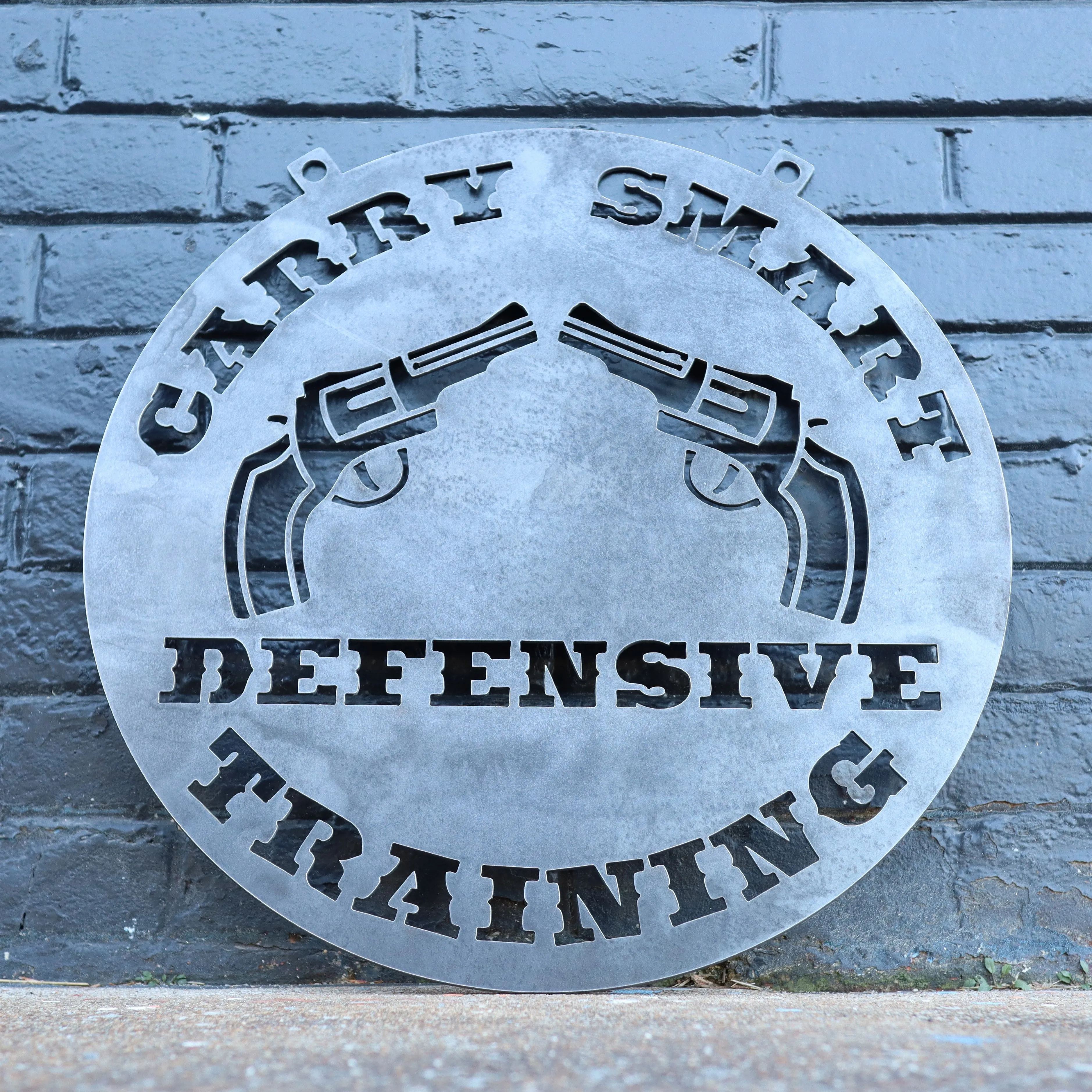 Personalized Hanging Metal Gun Sign - Pistol, Rifle, Firearms Defensive Safety Training - Father's Day 2021