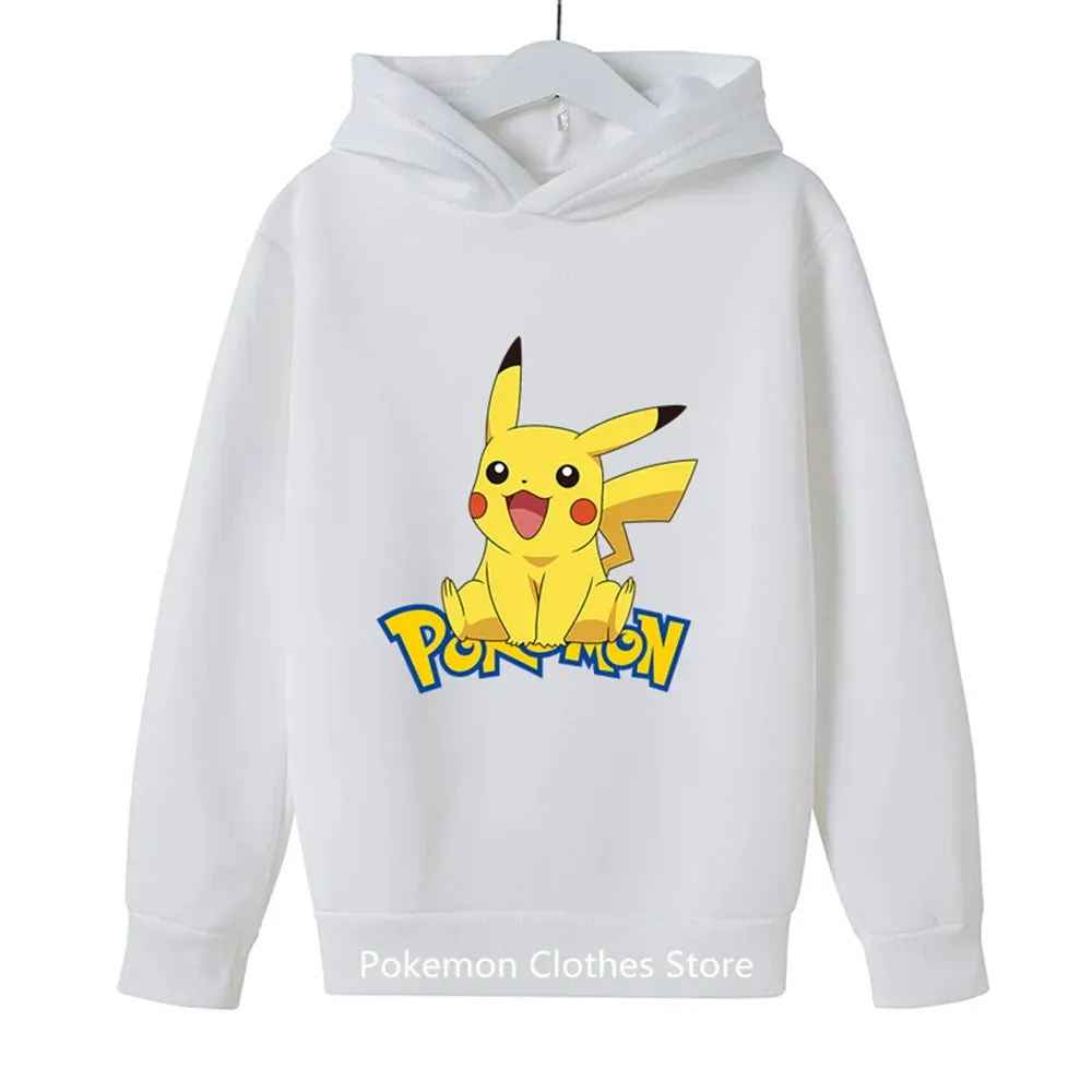 Pokemon Baby Boy Cool Pikachu Hoodie 2-13 Years Old Cartoon Sweater Spring and AutumnThin Coat Children's Hooded New