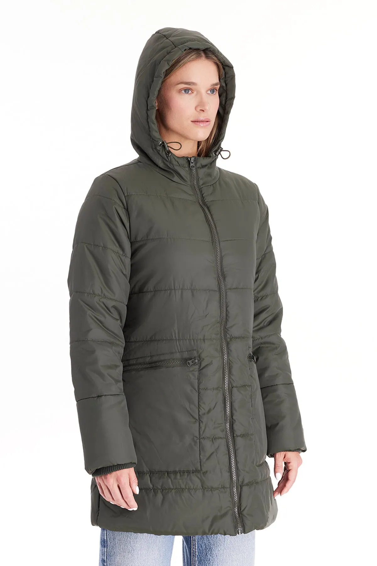 Quilted Hybrid Puffer Coat