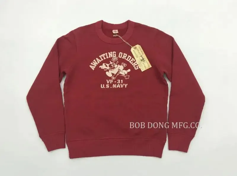 Retro-Core Military Print Crewneck Sweatshirts