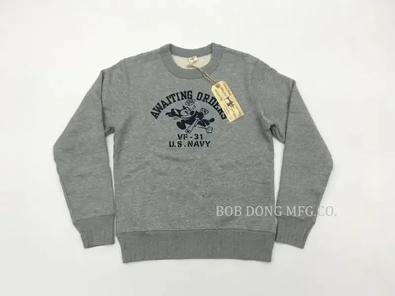 Retro-Core Military Print Crewneck Sweatshirts