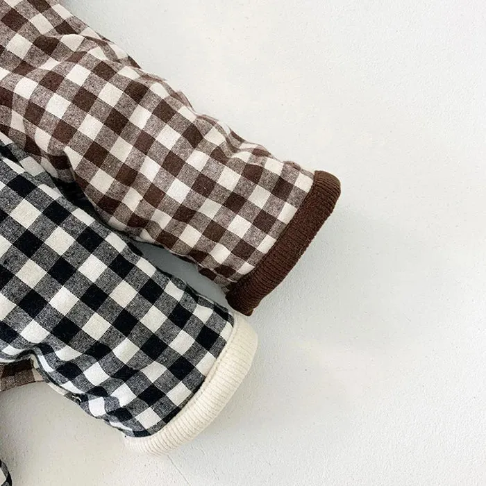 Reversible Checkered Thick Hooded Coat