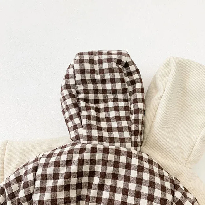 Reversible Checkered Thick Hooded Coat