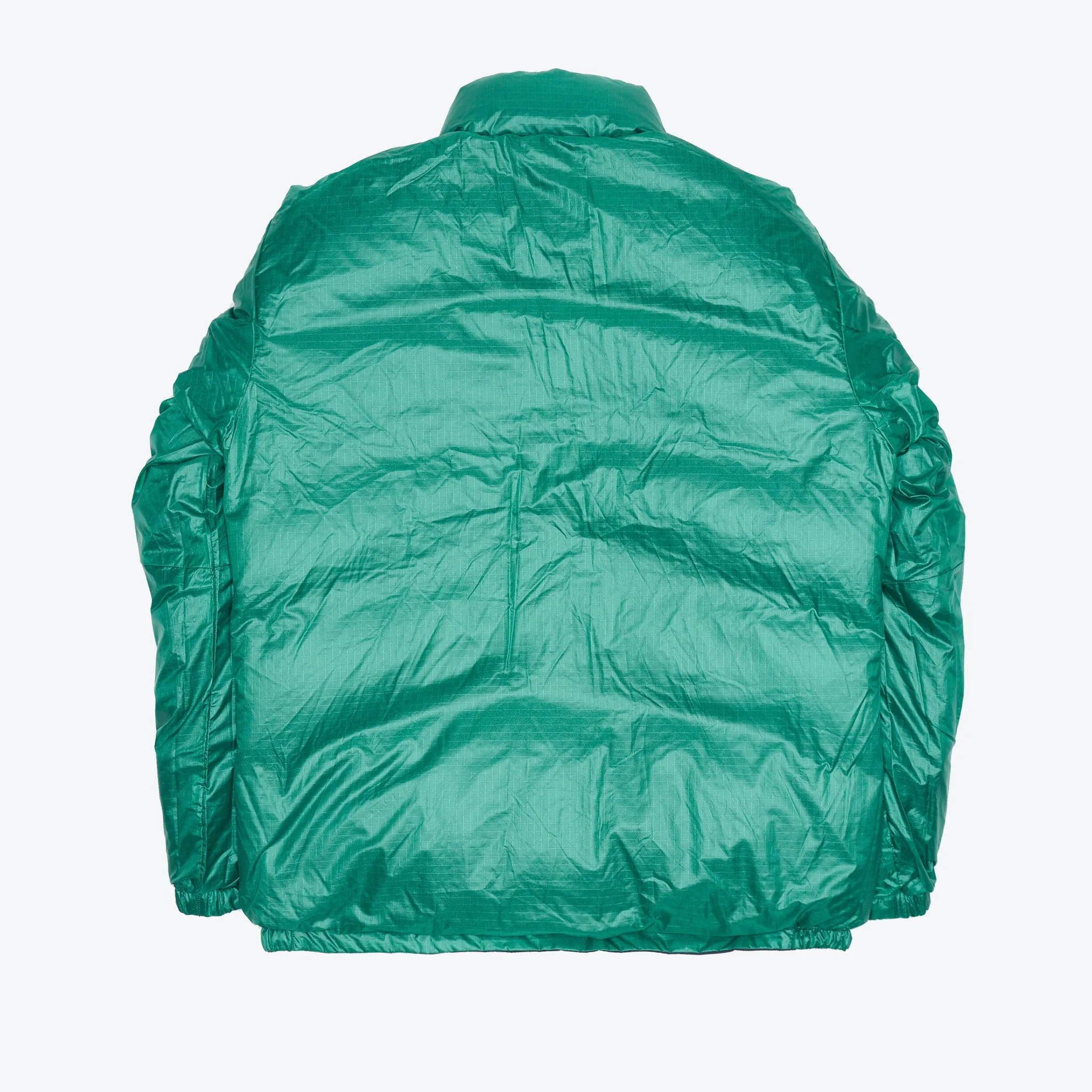 Reversible Navy/Green Muffle Down Jacket with Adjustable Hood