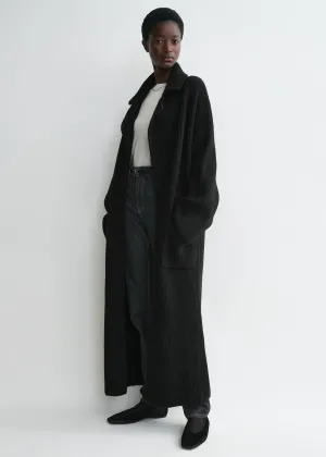 Rib-knit cardi coat black