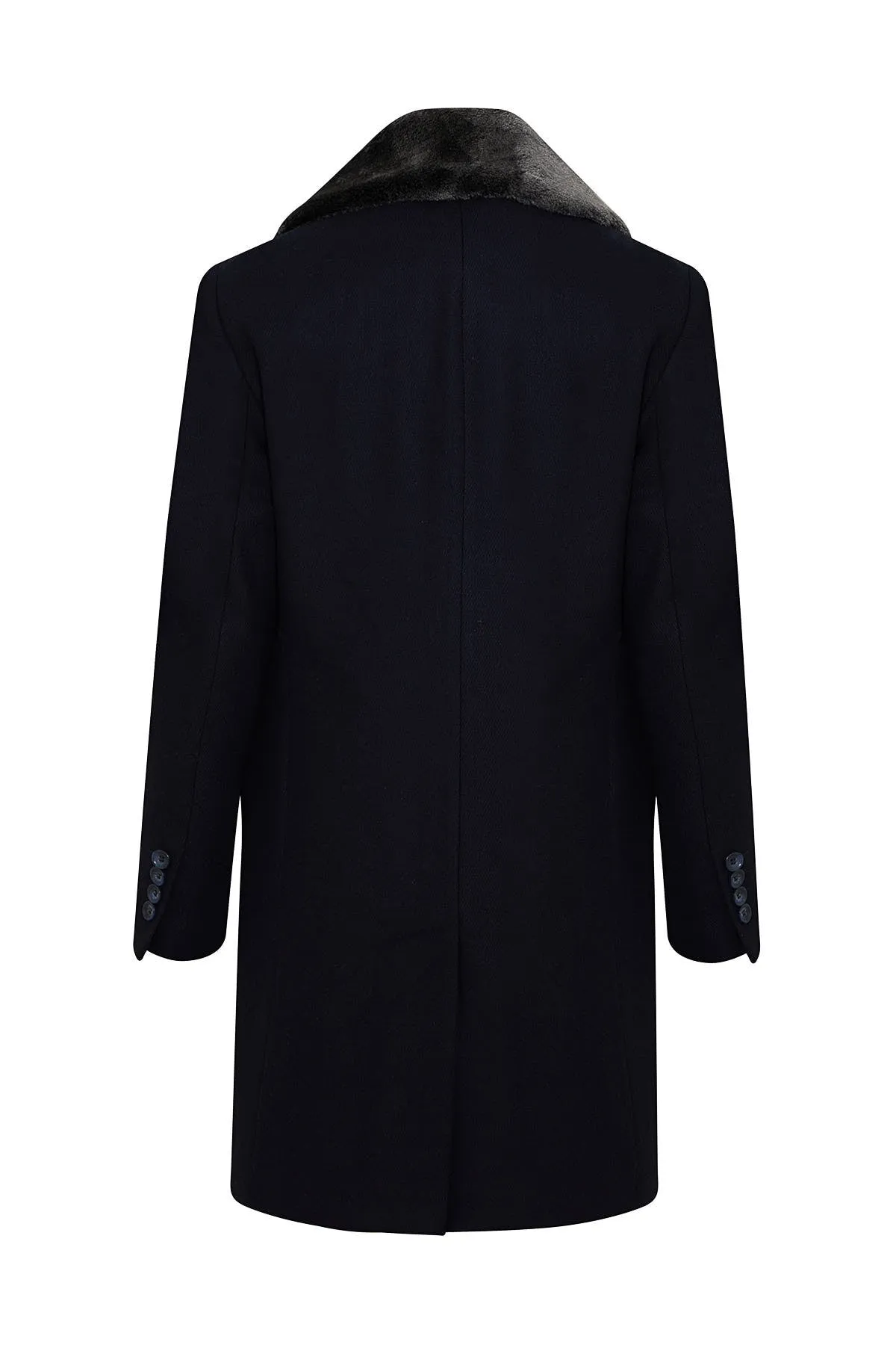 Slim Fit Shawl Collar Cachet Navy Wool Blend Overcoat