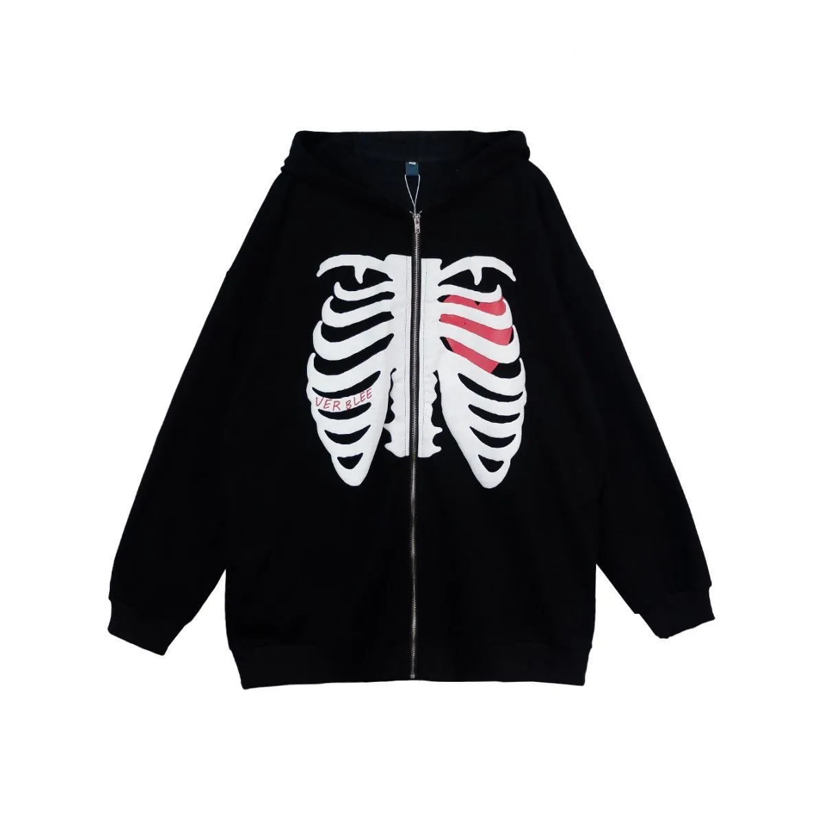 Street trend loose skull print zipper long-sleeved jacket