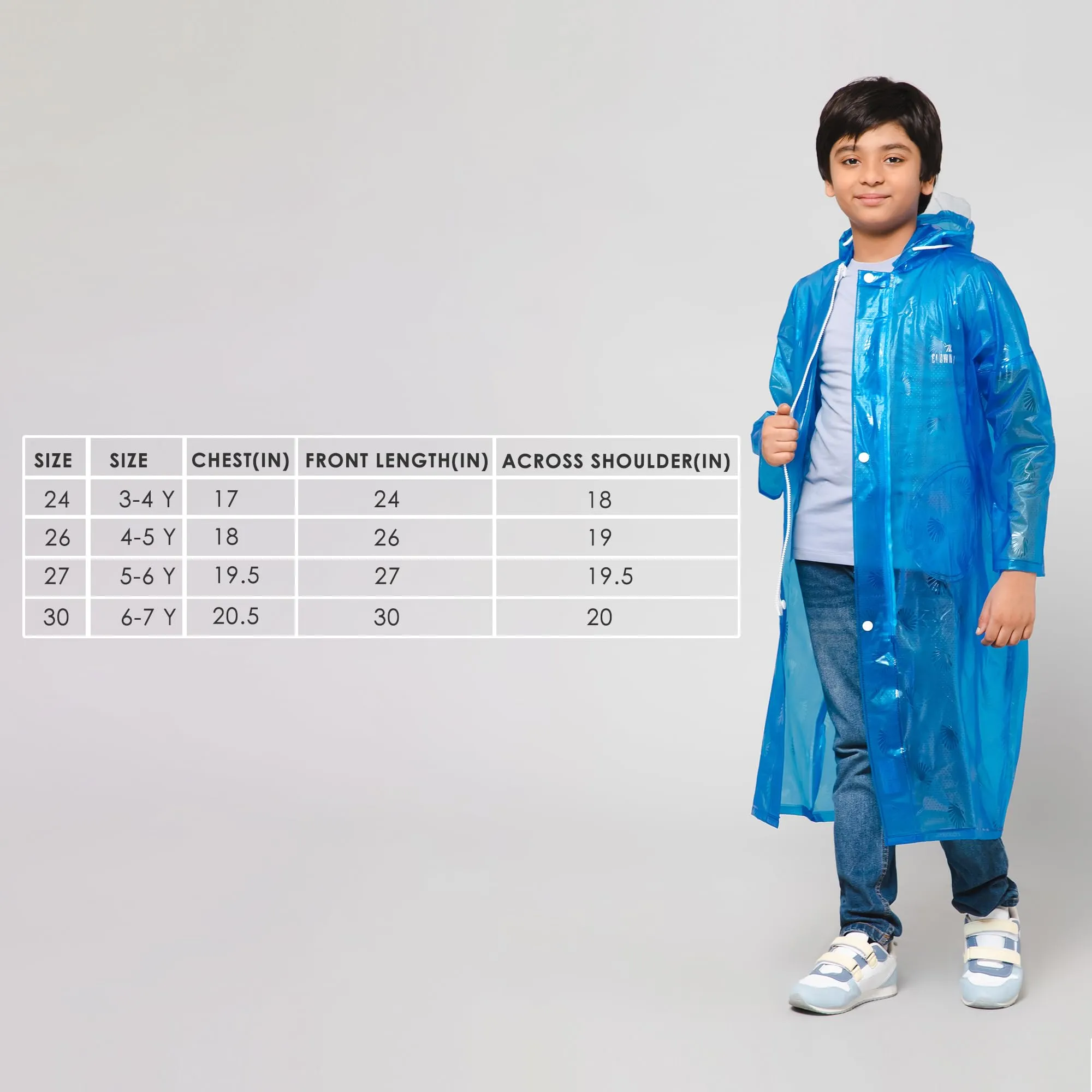 THE CLOWNFISH Wet & Wild Series Unisex Kids Waterproof Single Layer PVC Longcoat/Raincoat with Adjustable Hood. Age-4-5 Years (Royal Blue)