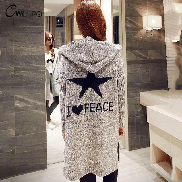 Thick Winter Knitted Star Cardigan Coat