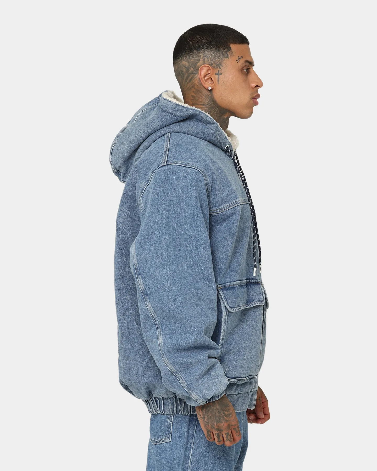 Tommy Jeans Denim Hooded Sherpa Jacket DF6136 Denim Medium