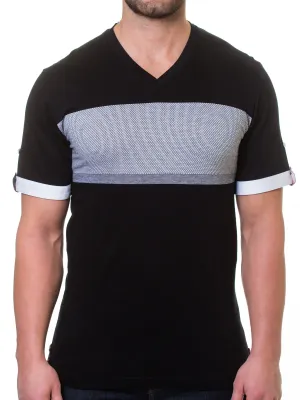 V-Neck Thick Stripe Black