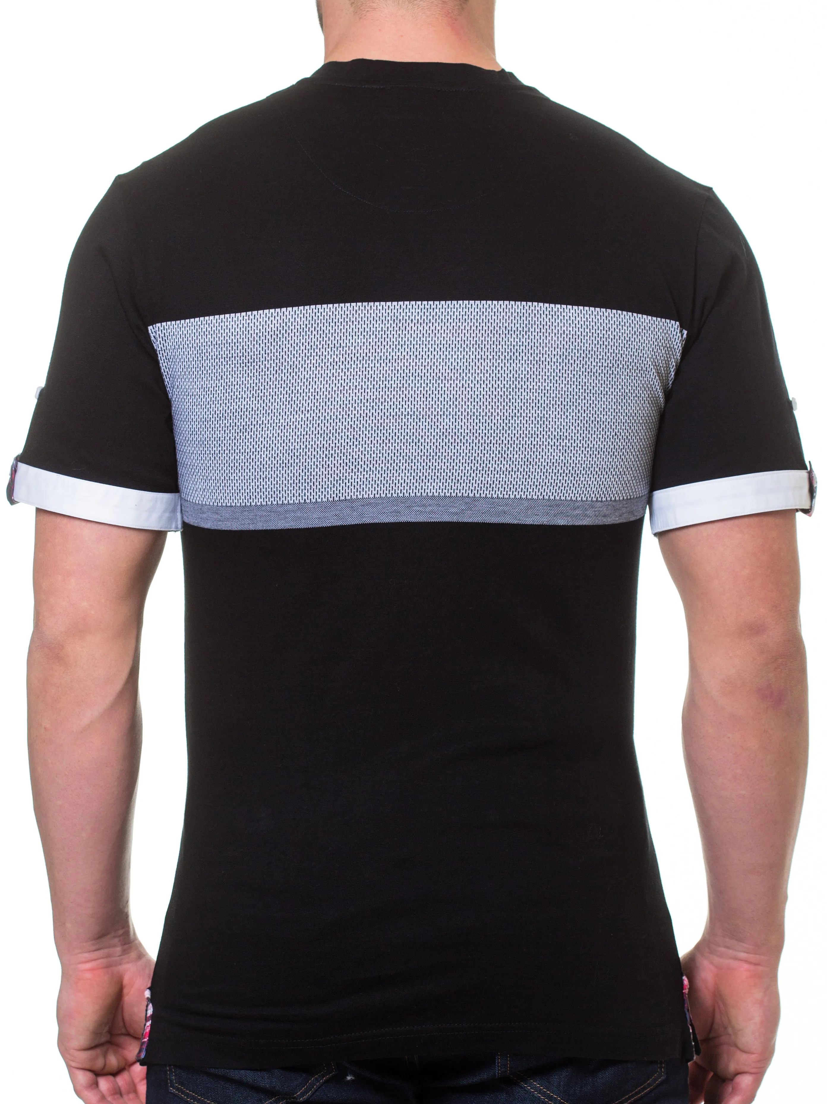 V-Neck Thick Stripe Black