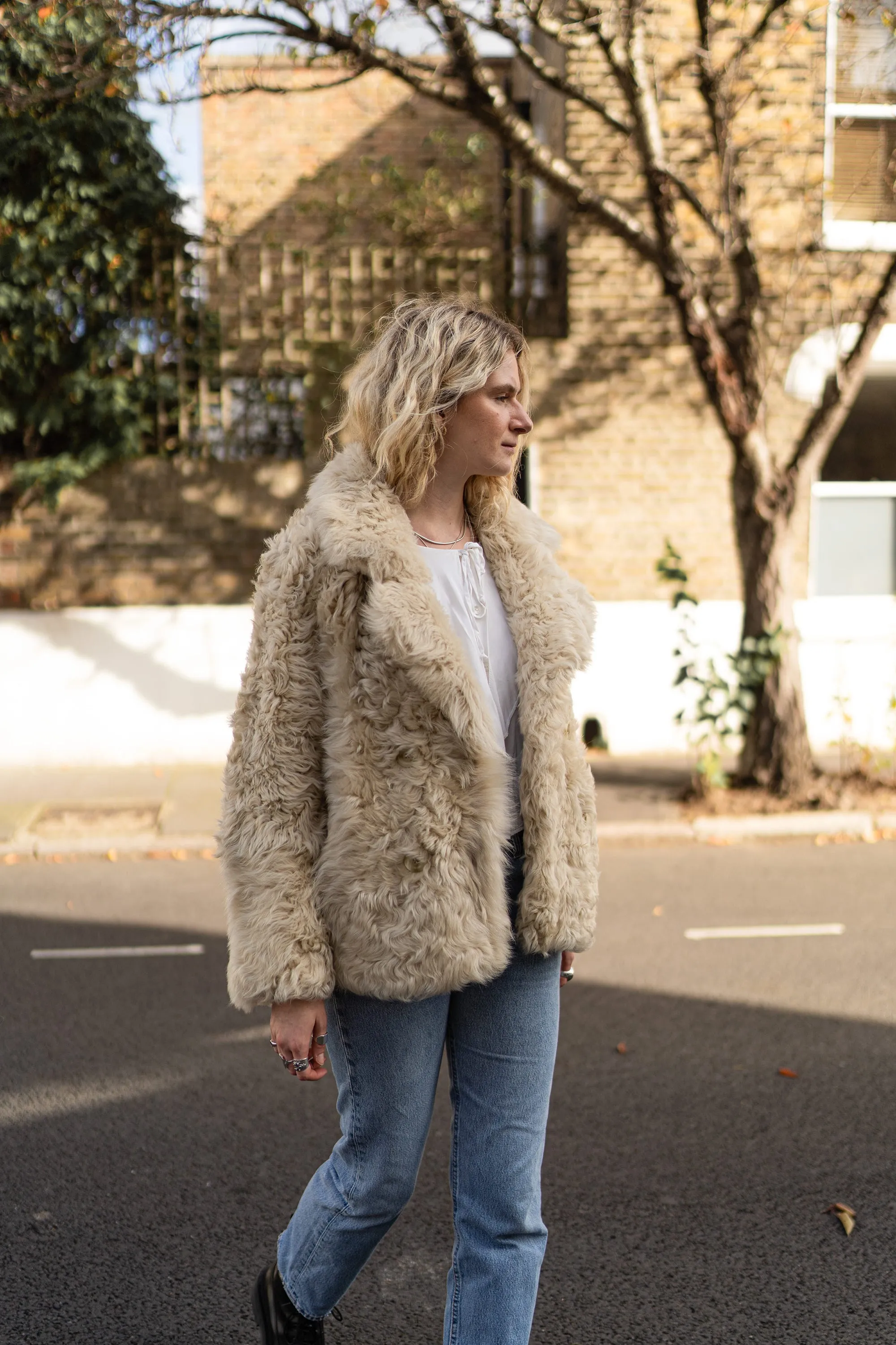 Vanilla Curly Short Shearling Jacket