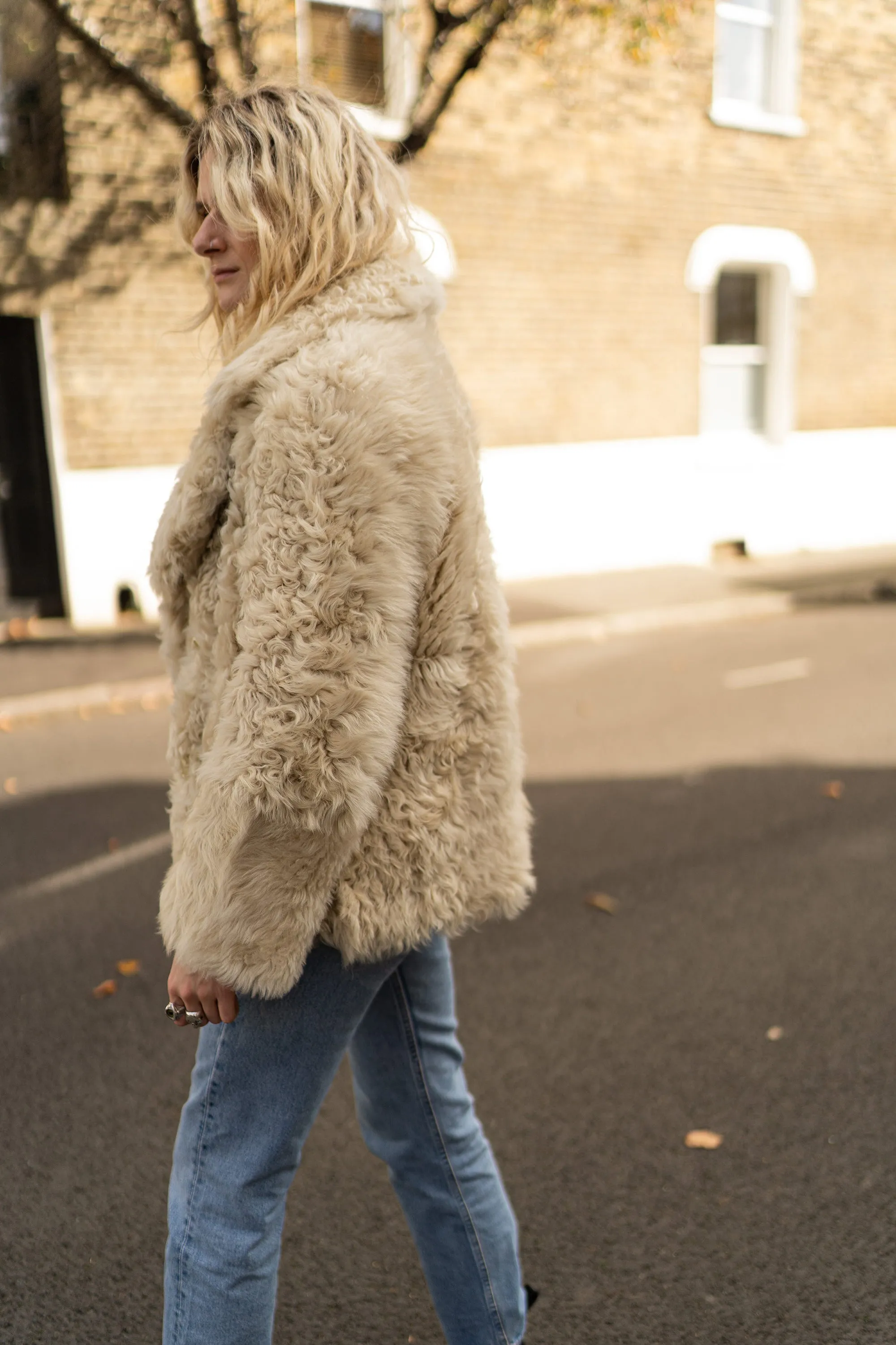 Vanilla Curly Short Shearling Jacket