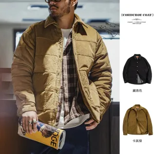 Vintage Corduroy Padding Coats for Men - Casual Warm Thickened Outwear