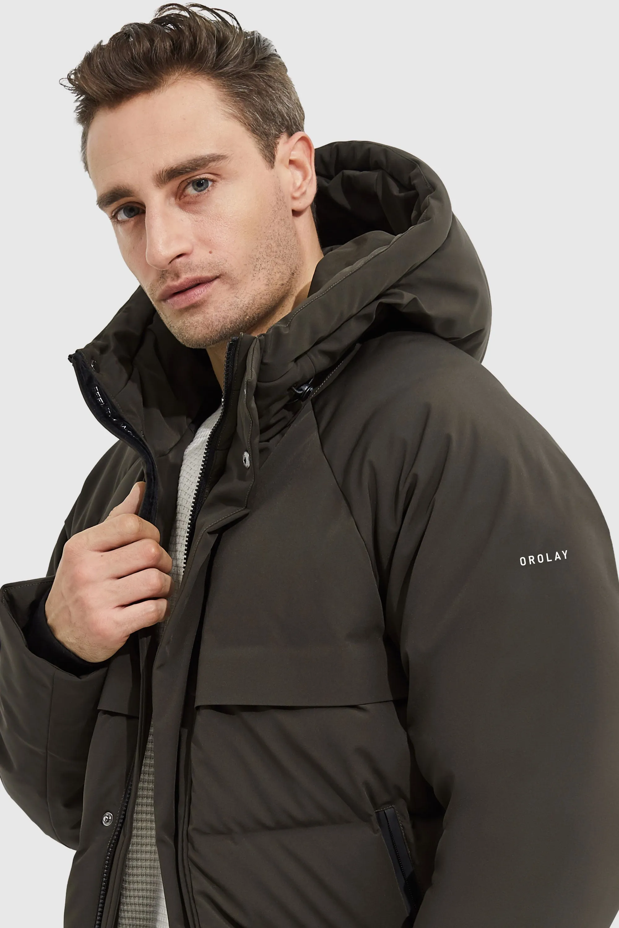 Winter Hood Ribbed Cuff Down Jacket