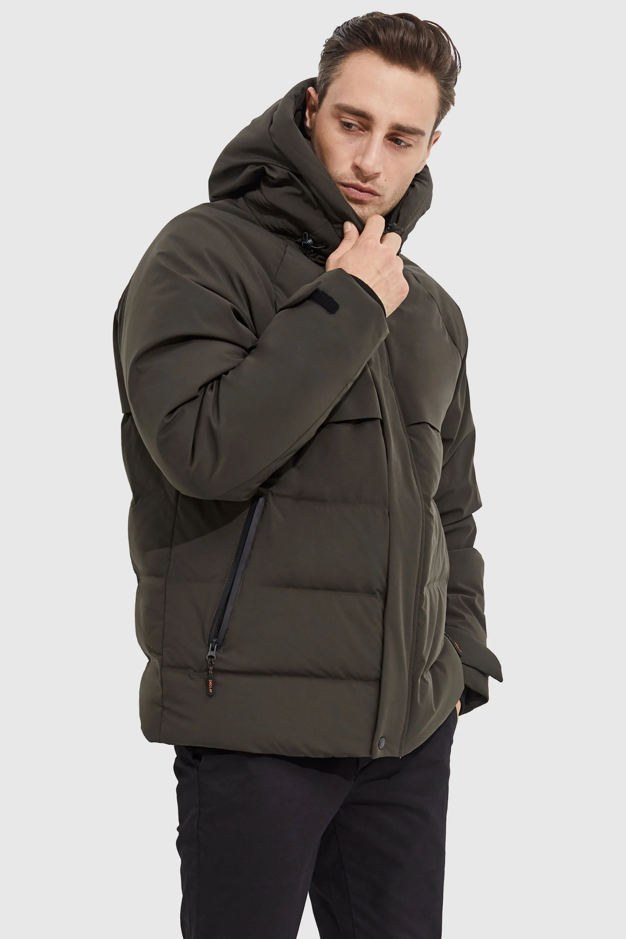 Winter Hood Ribbed Cuff Down Jacket