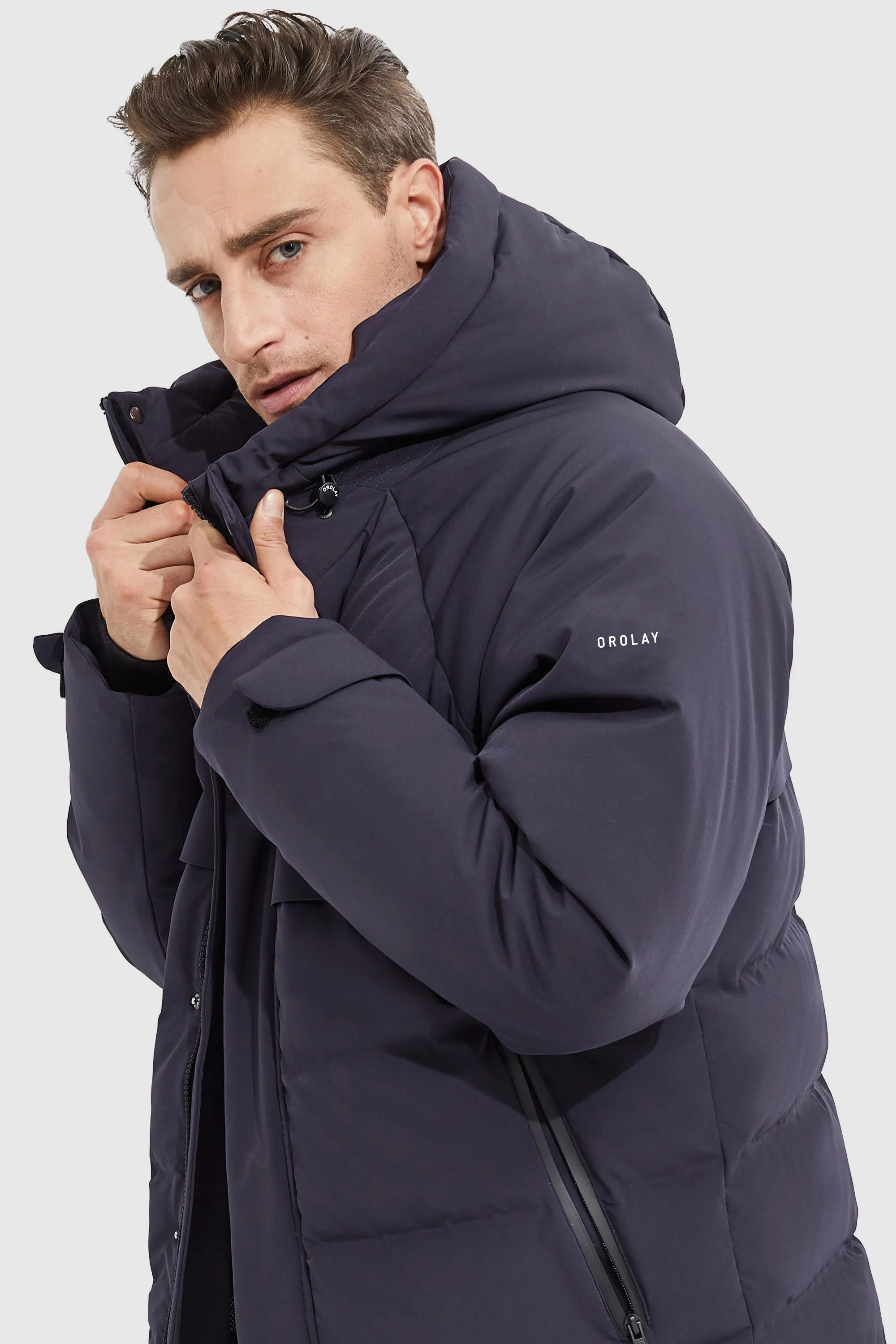 Winter Hood Ribbed Cuff Down Jacket