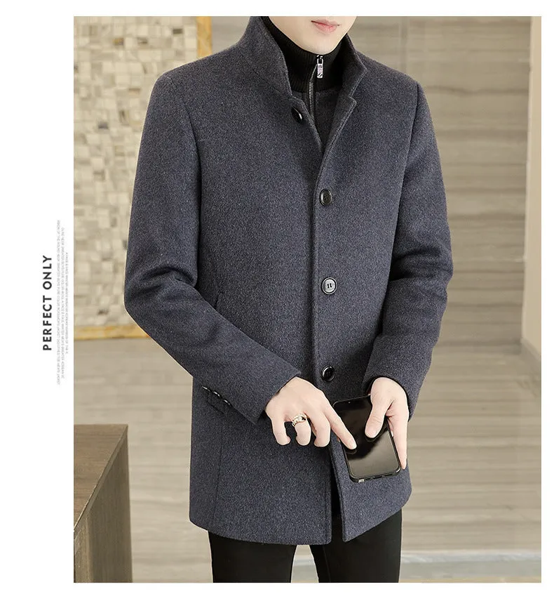 Winter Mid-length Men's Thickened Woolen Coat