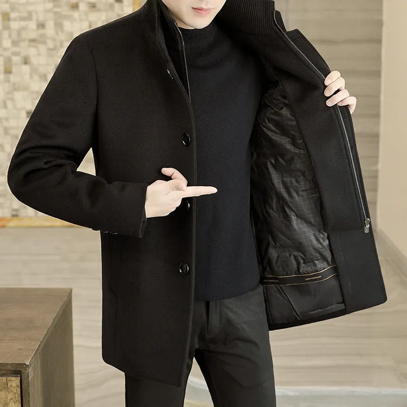 Winter Mid-length Men's Thickened Woolen Coat