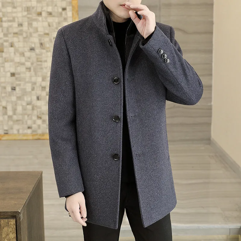 Winter Mid-length Men's Thickened Woolen Coat