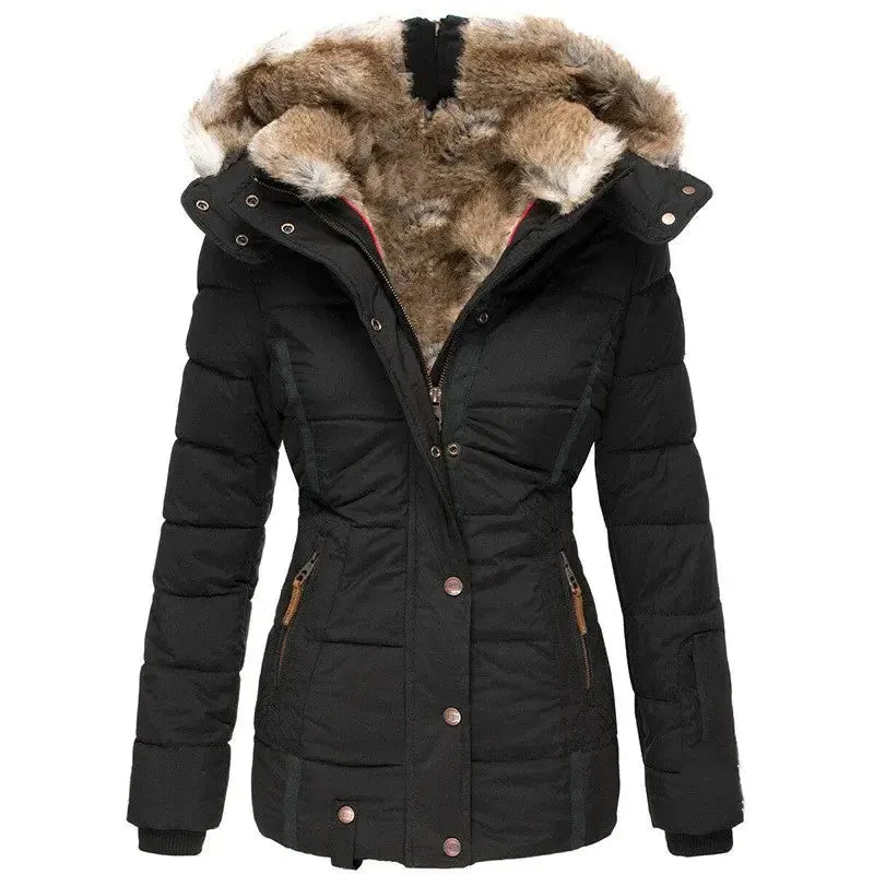 Winter Puffer Jacket with Faux Fur