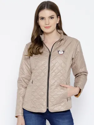 Women Beige Quilted Jacket