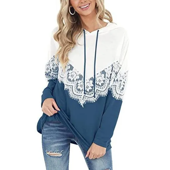 Women Long Sleeve Lace Hoodies