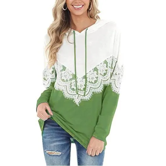 Women Long Sleeve Lace Hoodies