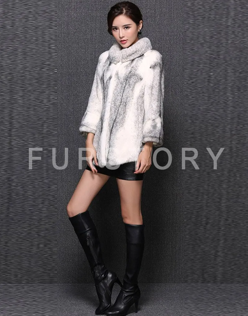 Womens Coats Mink Fur Coat Slim Waist Style Stand Collar Real Fur Jacket 16055