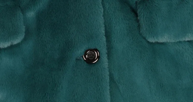 Women's Forest Green Faux Fur Long Coat