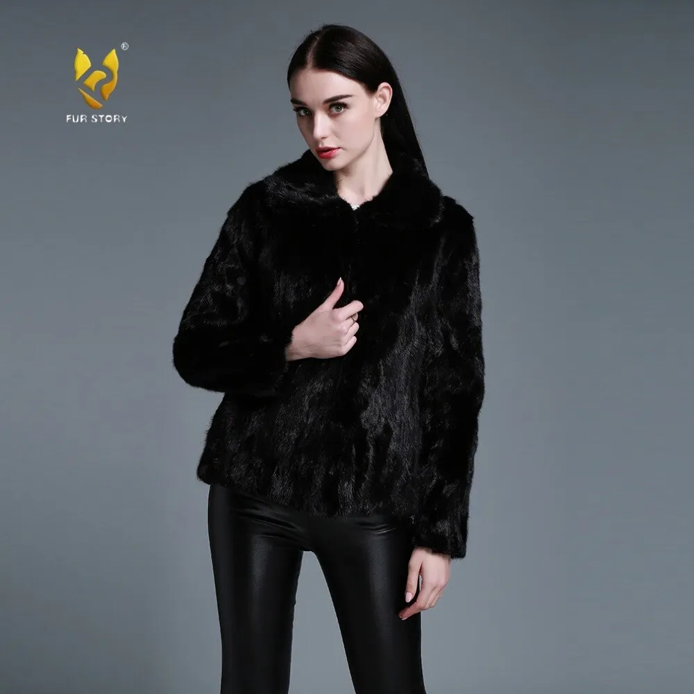 Women's Genuine Mink Fur Coat Women Cost-effective lapel Jacket 15136