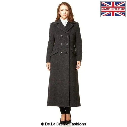 Wool Blend Double Breasted Long Coat